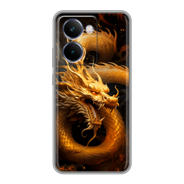 Силиконовый чехол на Realme P3 Ultra с принтом Золотой дракон