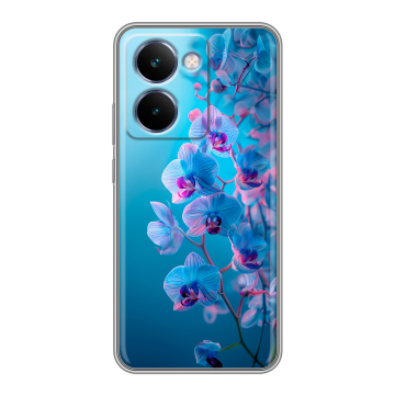 Силиконовый чехол на Realme P3 Ultra с принтом голубые орхидеи