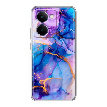 Силиконовый чехол на Realme P3 Ultra с принтом синий мрамор