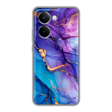 Силиконовый чехол на Realme P3 Ultra с принтом синий мрамор