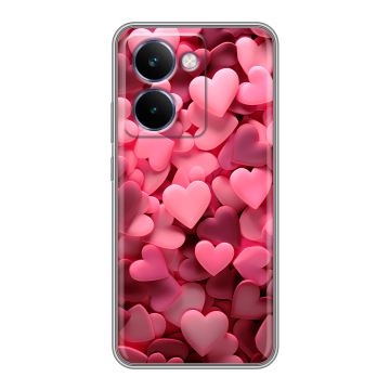Силиконовый чехол на Realme P3 Ultra с принтом розовые сердечки