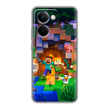 Силиконовый чехол на Realme P3 Ultra с принтом Майнкрафт Minecraft