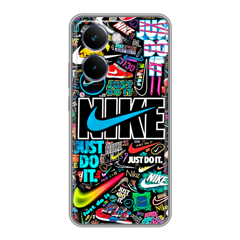 Силиконовый чехол на Realme P3 Ultra с принтом найк nike черный Силиконовый чехол на Realme P3 Ultra с принтом найк nike черный