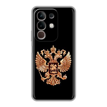 Силиконовый чехол на Vivo Y29, IQOO Z10X 5G с принтом Герб России золотой