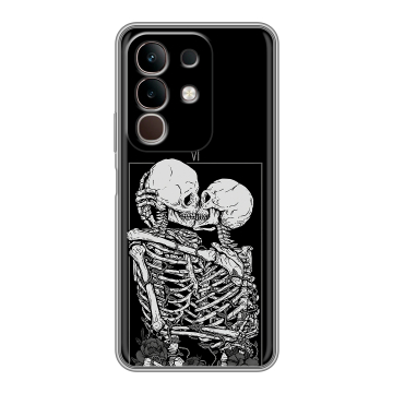 Силиконовый чехол на Vivo Y29, IQOO Z10X 5G с принтом Поцелуй скелетов