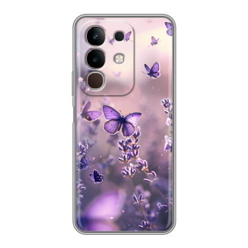 Силиконовый чехол на Vivo Y29, IQOO Z10X 5G с принтом бабочки и лаванда
