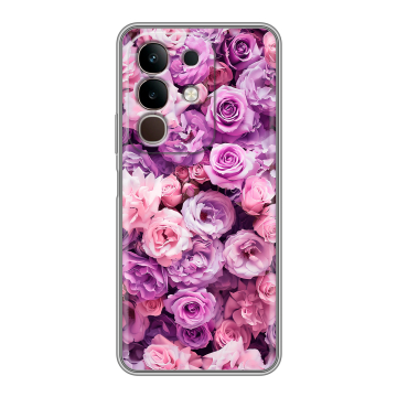 Силиконовый чехол на Vivo Y29, IQOO Z10X 5G с принтом лавандовые розы Силиконовый чехол на Vivo Y29, IQOO Z10X 5G с принтом лавандовые розы