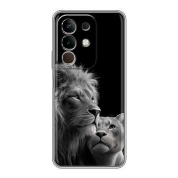 Силиконовый чехол на Vivo Y29, IQOO Z10X 5G с принтом Лев кошки Силиконовый чехол на Vivo Y29, IQOO Z10X 5G с принтом Лев кошки