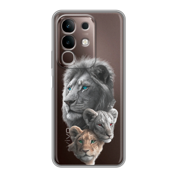 Силиконовый чехол на Vivo Y29, IQOO Z10X 5G с принтом Львы Силиконовый чехол на Vivo Y29, IQOO Z10X 5G с принтом Львы