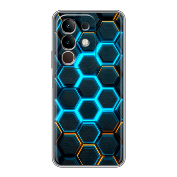 Силиконовый чехол на Vivo Y29, IQOO Z10X 5G с принтом Неоновые соты Силиконовый чехол на Vivo Y29, IQOO Z10X 5G с принтом Неоновые соты