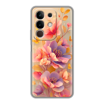 Силиконовый чехол на Vivo Y29, IQOO Z10X 5G с принтом Цветы и бабочки Силиконовый чехол на Vivo Y29, IQOO Z10X 5G с принтом Цветы и бабочки