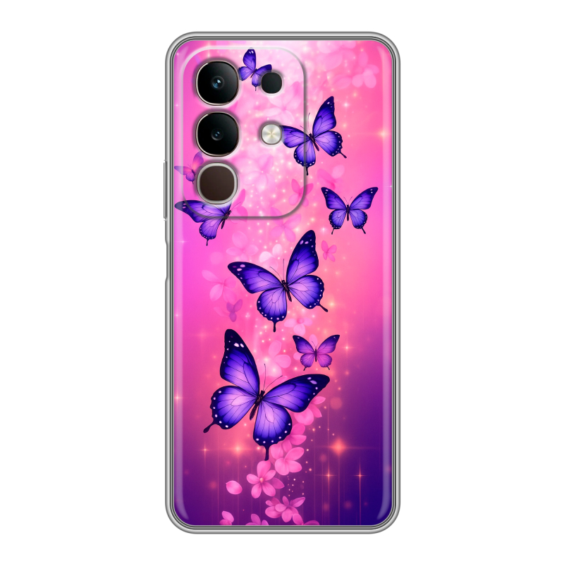 Силиконовый чехол на Vivo Y29, IQOO Z10X 5G с принтом Бабочки Силиконовый чехол на Vivo Y29, IQOO Z10X 5G с принтом Бабочки