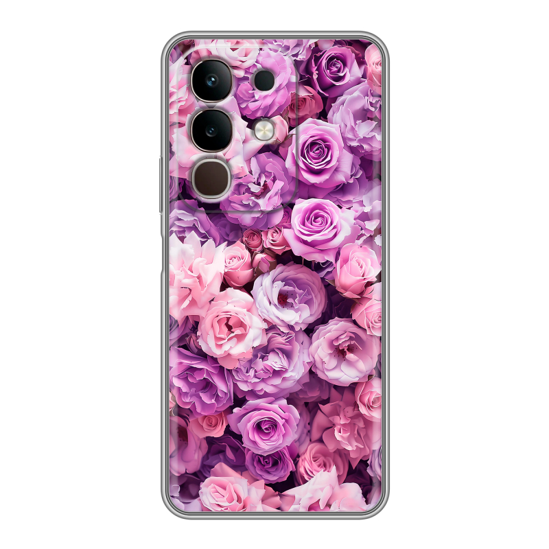 Силиконовый чехол на Vivo Y29, IQOO Z10X 5G с принтом лавандовые розы Силиконовый чехол на Vivo Y29, IQOO Z10X 5G с принтом лавандовые розы
