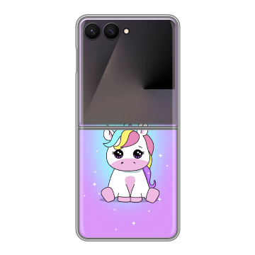 Пластиковый чехол на Samsung Galaxy Z Flip 7 с принтом Единорог Пластиковый чехол на Samsung Galaxy Z Flip 7 с принтом Единорог