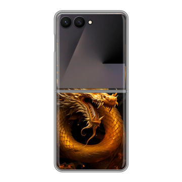 Пластиковый чехол на Samsung Galaxy Z Flip 7 с принтом Золотой дракон Пластиковый чехол на Samsung Galaxy Z Flip 7 с принтом Золотой дракон