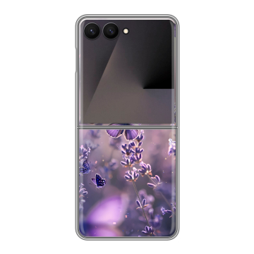 Пластиковый чехол на Samsung Galaxy Z Flip 7 с принтом бабочки и лаванда