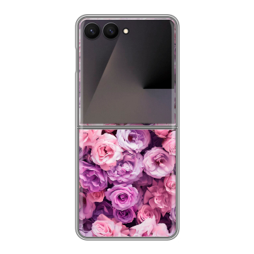 Пластиковый чехол на Samsung Galaxy Z Flip 7 с принтом лавандовые розы Пластиковый чехол на Samsung Galaxy Z Flip 7 с принтом лавандовые розы
