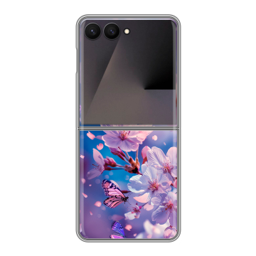 Пластиковый чехол на Samsung Galaxy Z Flip 7 с принтом цветы бабочки