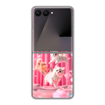 Пластиковый чехол на Samsung Galaxy Z Flip 7 с принтом милые котики Пластиковый чехол на Samsung Galaxy Z Flip 7 с принтом милые котики