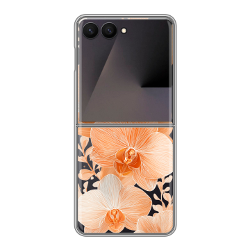 Пластиковый чехол на Samsung Galaxy Z Flip 7 с принтом Бежевые цветы Пластиковый чехол на Samsung Galaxy Z Flip 7 с принтом Бежевые цветы