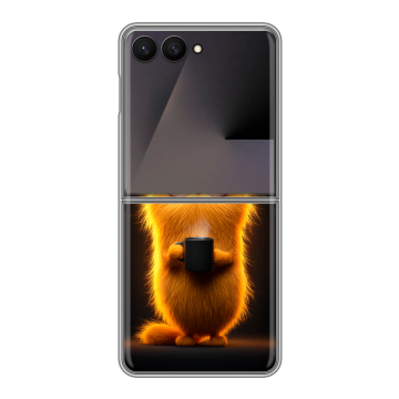 Пластиковый чехол на Samsung Galaxy Z Flip 7 с принтом Смешной кот Пластиковый чехол на Samsung Galaxy Z Flip 7 с принтом Смешной кот