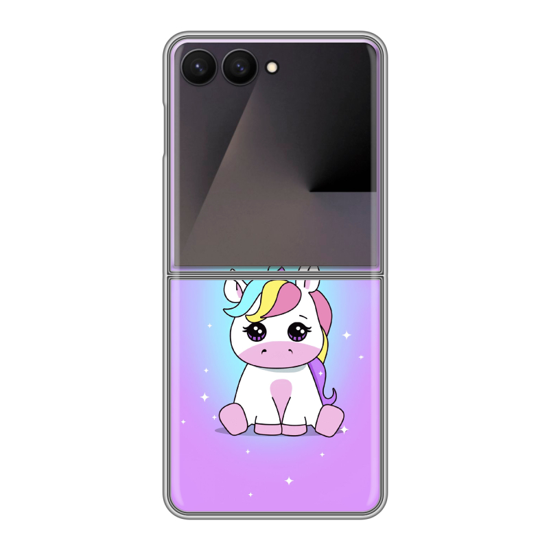 Пластиковый чехол на Samsung Galaxy Z Flip 7 с принтом Единорог Пластиковый чехол на Samsung Galaxy Z Flip 7 с принтом Единорог