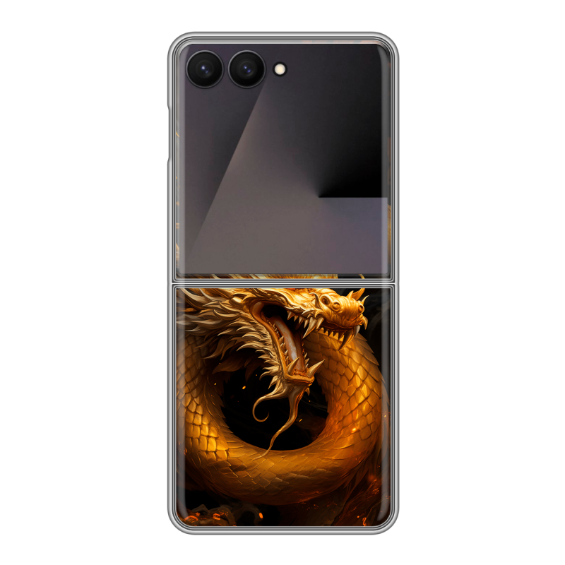 Пластиковый чехол на Samsung Galaxy Z Flip 7 с принтом Золотой дракон Пластиковый чехол на Samsung Galaxy Z Flip 7 с принтом Золотой дракон