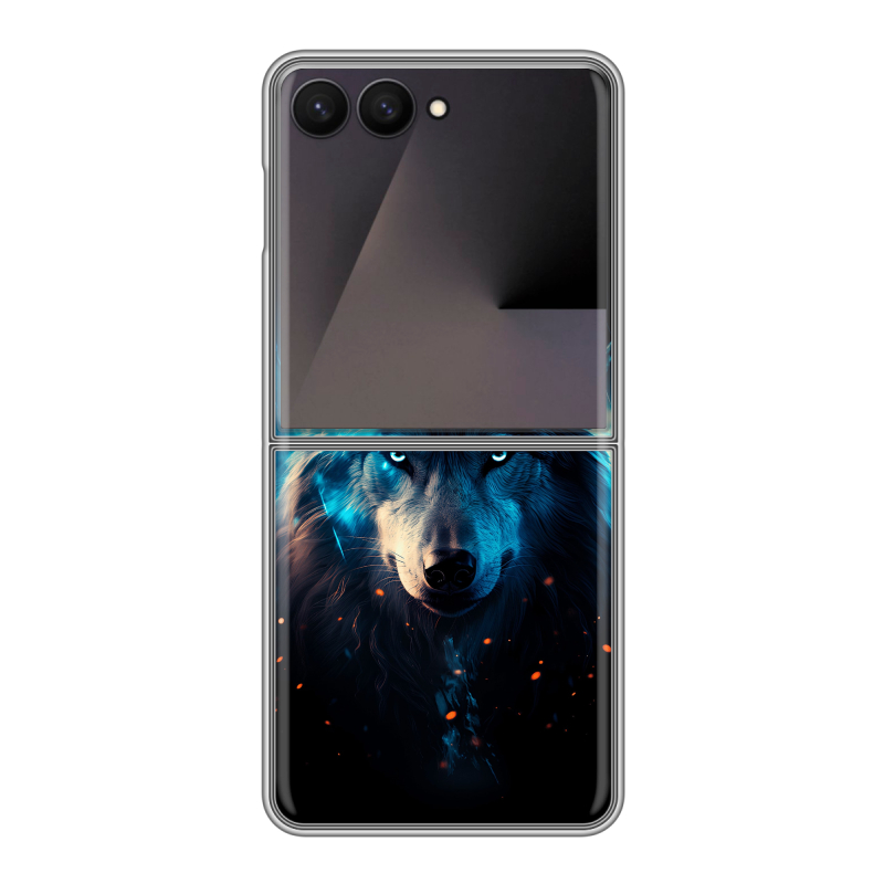 Пластиковый чехол на Samsung Galaxy Z Flip 7 с принтом Волк ночной Пластиковый чехол на Samsung Galaxy Z Flip 7 с принтом Волк ночной