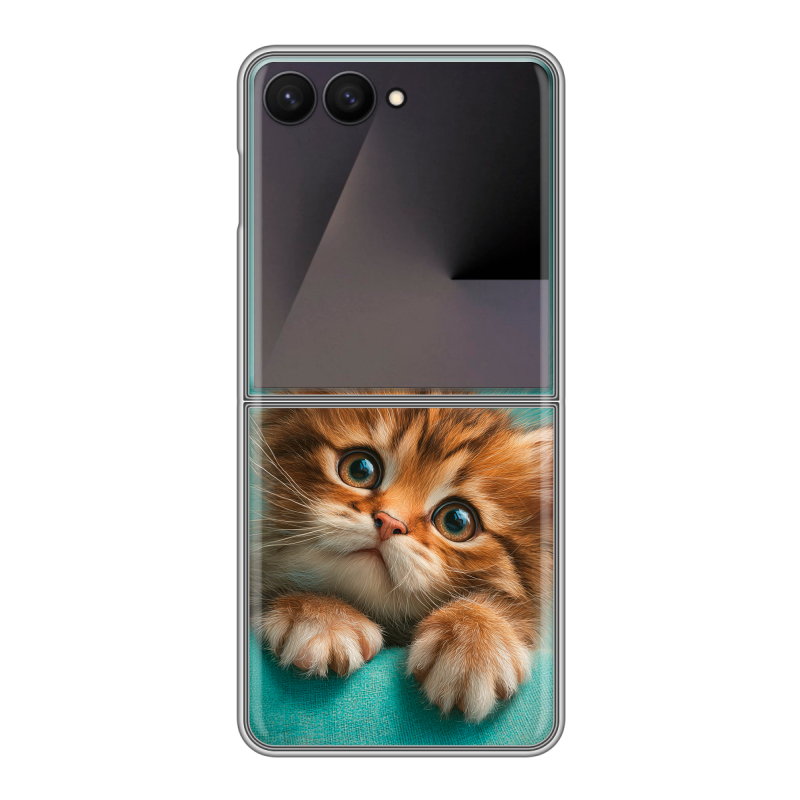 Пластиковый чехол на Samsung Galaxy Z Flip 7 с принтом котенок Пластиковый чехол на Samsung Galaxy Z Flip 7 с принтом котенок
