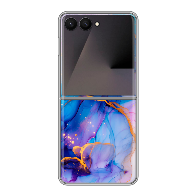 Пластиковый чехол на Samsung Galaxy Z Flip 7 с принтом синий мрамор Пластиковый чехол на Samsung Galaxy Z Flip 7 с принтом синий мрамор