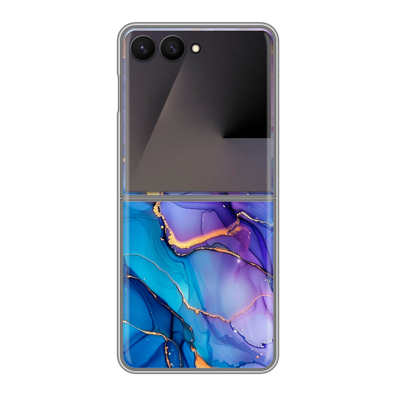 Пластиковый чехол на Samsung Galaxy Z Flip 7 с принтом синий мрамор Пластиковый чехол на Samsung Galaxy Z Flip 7 с принтом синий мрамор