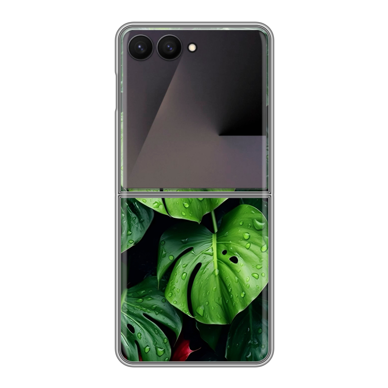 Пластиковый чехол на Samsung Galaxy Z Flip 7 с принтом Листья Пластиковый чехол на Samsung Galaxy Z Flip 7 с принтом Листья