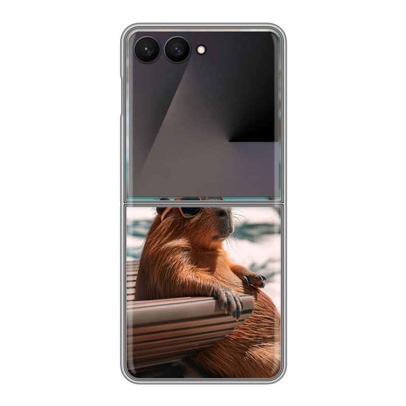 Пластиковый чехол на Samsung Galaxy Z Flip 7 с принтом Капибара Пластиковый чехол на Samsung Galaxy Z Flip 7 с принтом Капибара