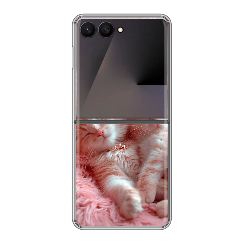 Пластиковый чехол на Samsung Galaxy Z Flip 7 с принтом котята котики Пластиковый чехол на Samsung Galaxy Z Flip 7 с принтом котята котики