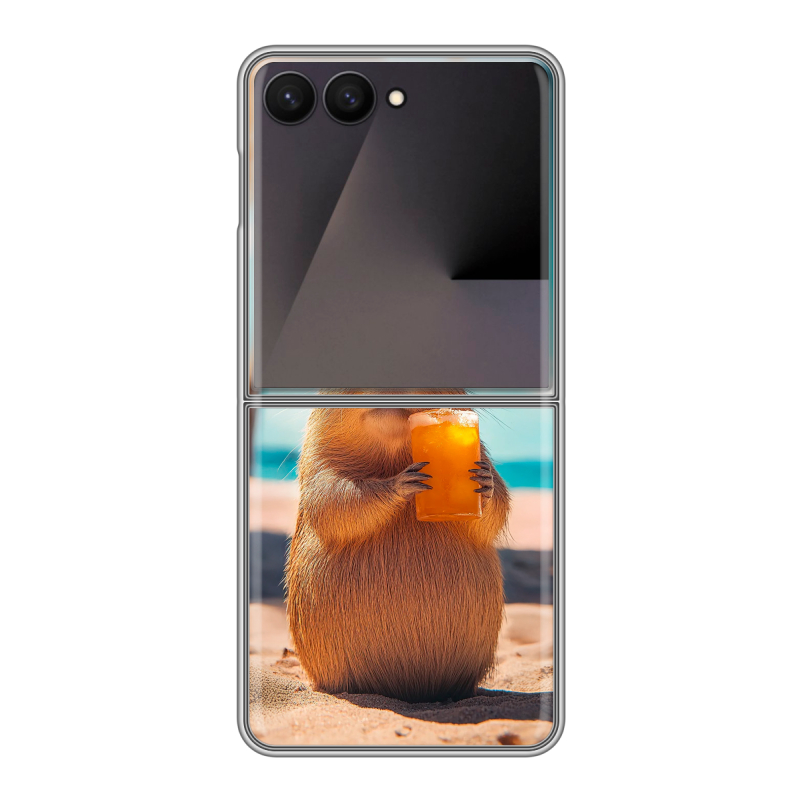 Пластиковый чехол на Samsung Galaxy Z Flip 7 с принтом Капибара Пластиковый чехол на Samsung Galaxy Z Flip 7 с принтом Капибара