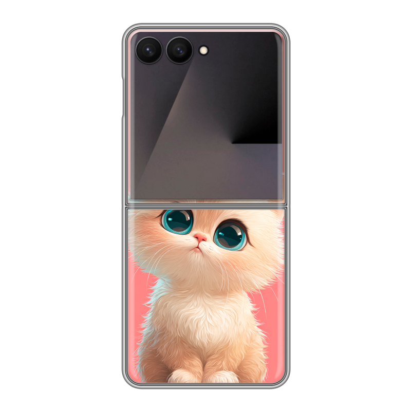 Пластиковый чехол на Samsung Galaxy Z Flip 7 с принтом Розовый котенок Пластиковый чехол на Samsung Galaxy Z Flip 7 с принтом Розовый котенок