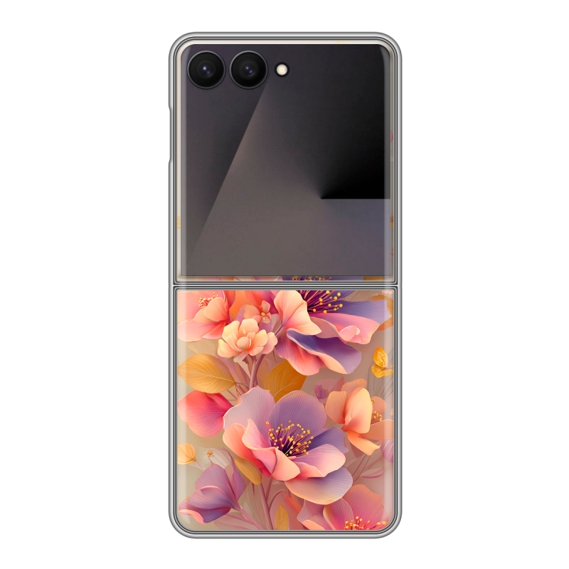 Пластиковый чехол на Samsung Galaxy Z Flip 7 с принтом Цветы и бабочки Пластиковый чехол на Samsung Galaxy Z Flip 7 с принтом Цветы и бабочки