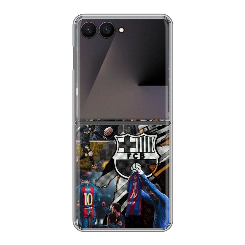 Пластиковый чехол на Samsung Galaxy Z Flip 7 с принтом Messi Barcelona Пластиковый чехол на Samsung Galaxy Z Flip 7 с принтом Messi Barcelona