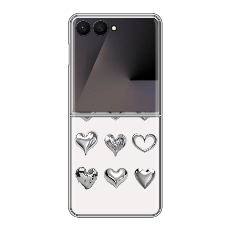 Пластиковый чехол на Samsung Galaxy Z Flip 7 с принтом Y2K сердечки Пластиковый чехол на Samsung Galaxy Z Flip 7 с принтом Y2K сердечки