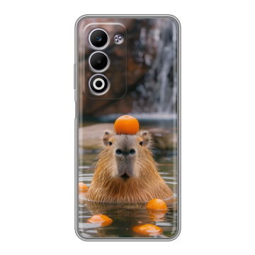 Силиконовый чехол на OPPO A5 4G с принтом Капибара с апельсином