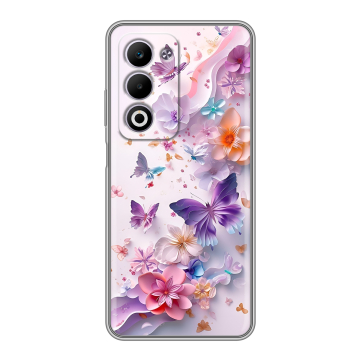 Силиконовый чехол на OPPO A5 4G с принтом цветы бабочки Силиконовый чехол на OPPO A5 4G с принтом цветы бабочки