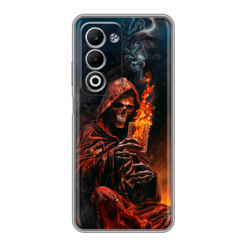 Силиконовый чехол на OPPO A5 4G с принтом Скелет и карты Силиконовый чехол на OPPO A5 4G с принтом Скелет и карты