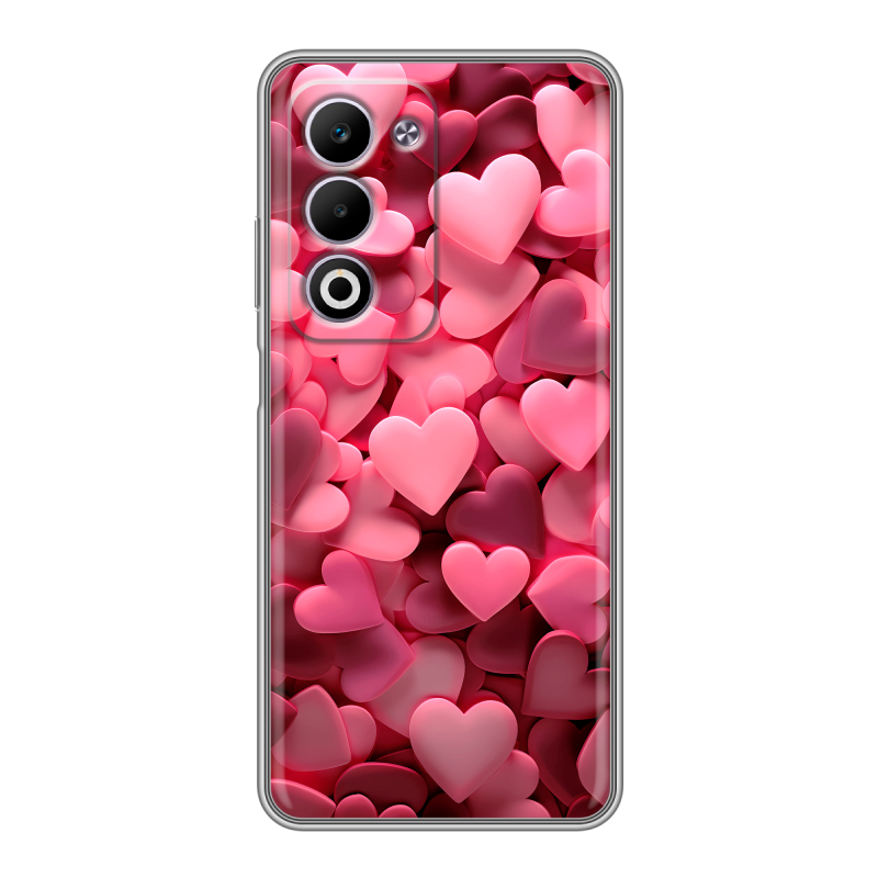 Силиконовый чехол на OPPO A5 4G с принтом розовые сердечки Силиконовый чехол на OPPO A5 4G с принтом розовые сердечки