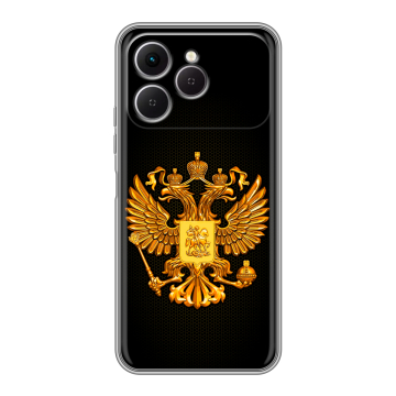 Силиконовый чехол на Tecno Spark 40 с принтом Герб России желтый Силиконовый чехол на Tecno Spark 40 с принтом Герб России желтый