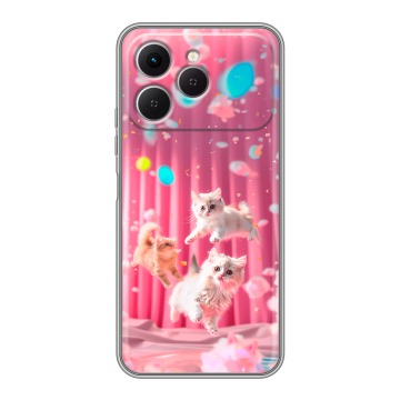 Силиконовый чехол на Tecno Spark 40 с принтом милые котики