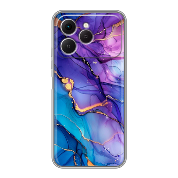 Силиконовый чехол на Tecno Spark 40 с принтом синий мрамор Силиконовый чехол на Tecno Spark 40 с принтом синий мрамор
