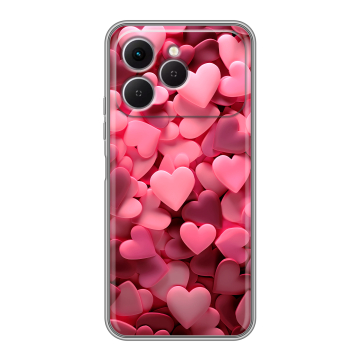 Силиконовый чехол на Tecno Spark 40 с принтом розовые сердечки