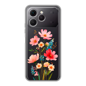 Силиконовый чехол на Tecno Spark 40 с принтом Цветы