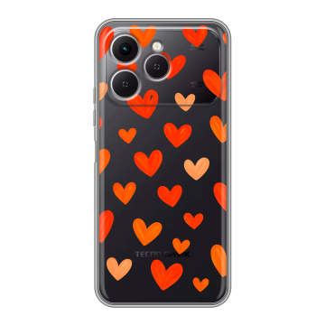 Силиконовый чехол на Tecno Spark 40 с принтом Сердечки