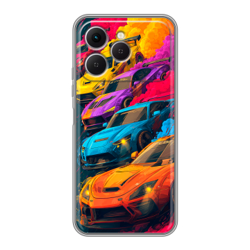 Силиконовый чехол на Tecno Spark 40 с принтом Тачки